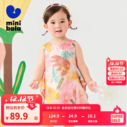 minibala純棉連衣裙女童兒童泡泡紗透氣甜美A擺藝術(shù)無(wú)袖禮物 紅色調00366 90
