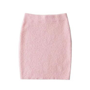 秋冬薄款水貂毛毛軟和包臀裙直筒修身彈力馬海毛純色女短裙子 粉紅色毛毛半身裙 S S建議85-100斤