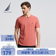諾帝卡（NAUTICA）【商場(chǎng)同款】男裝春夏新款全棉親膚柔軟多色短袖圓領(lǐng)T恤TO4101 磚粉色6IS S