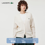 LACOSTE法國鱷魚(yú)女裝時(shí)尚舒適V領(lǐng)開(kāi)衫毛衣長(cháng)袖針織衫女|AF9545 70V/米白色 S 36