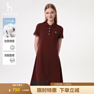 哈吉斯（HAZZYS）女裝 夏季女士【PHIZ系列】寬松下擺POLO連衣裙女 酒紅色WN (160/84A 38) M