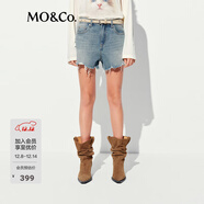 MO&Co.牛仔短褲夏做舊風(fēng)手工磨破潑墨精裁中低腰MBE2SOTT05 牛仔藍色 M /M