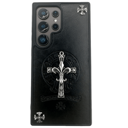 三星（SAMSUNG）適用原裝潮牌立體十字架三星s25ultra手機殼新款S24plus保護套GalaxyS23ultra浮雕皮質(zhì)全包防摔復 立體標【款式6】 三星Galaxy S24 Plus