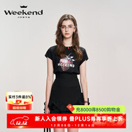 卓雅周末（JORYA weekend）2025夏季新款鉆飾復古草莓水彩可愛(ài)包袖圓領(lǐng)T恤R220501 黑色 M