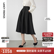 朗姿【朗姿Basic衣櫥】王楚然同款法式小香風(fēng)黑色半裙赫本風(fēng)大擺裙 黑色 XL