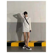 歌弗婭下衣消失白色長(cháng)袖t恤裙女2025春裝新款寬松韓版大碼中長(cháng)款打底衫 白色 長(cháng)袖 S