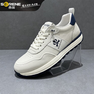 西瑞（SERENE）輕奢高檔品牌板鞋男2026春季新款真皮休閑阿甘鞋牛皮一腳蹬小白鞋 白色 38 【等于運動(dòng)鞋39碼】