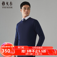 雅戈爾（YOUNGOR）羊毛衫男全綿羊毛羊毛衫舒適暖和厚度適中溫暖舒適可內搭翻領(lǐng)襯衫 VYQW639994HYA藍色 L 105cm