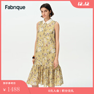 Fabrique桑蠶絲棉印花襯衫領(lǐng)無(wú)袖連衣裙2025夏季新品 黃色 XS