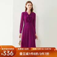 經(jīng)典故事（JANE STORY）法式系帶領(lǐng)襯衫連衣裙女秋季2024新款修身知性氣質(zhì)正式場(chǎng)合雪紡裙 深紫紅 S