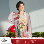 兩三事設計感小眾薄款襯衫女夏季梵高油畫(huà)風(fēng)雪紡防曬衫花野芳菲 淺紫色-y S