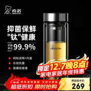 希諾（heenoor）抗菌玻璃杯雙層隔熱高檔車(chē)載水杯男2025新款泡茶杯子X(jué)N-9607KT