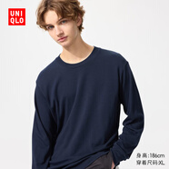 優(yōu)衣庫男裝女裝柔軟圓領(lǐng)T恤/休閑長(cháng)袖上衣25秋冬新款479783 69 藏青色 3XL