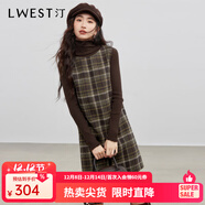 朗文斯?。↙.WEST）女2025冬季新款優(yōu)雅氣質(zhì)無(wú)袖背心裙直筒格紋連衣裙 咖啡格 M