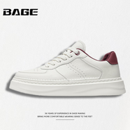 八哥BAGE品牌男鞋2025秋冬新款防滑百搭休閑鞋時(shí)尚潮流軟底運動(dòng)板鞋男 白紅 39