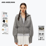 ANN ANDELMAN【明星同款】官方直營(yíng)冬季花灰色針織開(kāi)衫女收腰開(kāi)胸拉鏈毛衣 花灰色 S