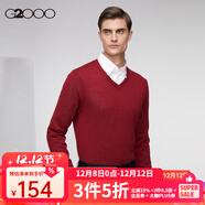 G2000男裝針織衫春秋新款商務(wù)休閑時(shí)尚毛衣16075012【合】 紅色-V M/170