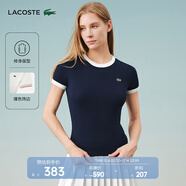 LACOSTE法國鱷魚(yú)女裝25春夏新款拼色純棉修身舒適短袖T恤|TF2432 HHW/藏青色/白色拼色 S 36