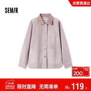 森馬（Semir）森柔牛仔|牛仔外套女中長(cháng)款燈芯絨翻領(lǐng)秋季落肩寬松103524109001