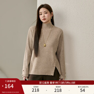 纖莉秀大碼女裝韓系時(shí)髦高領(lǐng)開(kāi)叉下擺百搭保暖毛衣胖mm2025冬新款4714 燕麥色 2XL