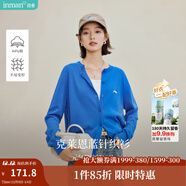茵曼2025冬季女裝新款紅裝MIU系刺繡針織開(kāi)衫簡(jiǎn)約毛衣外套上衣 亮藍色 L