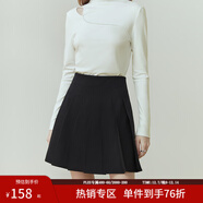 范思藍恩23FS11193 學(xué)院風(fēng)減齡百褶短裙女春秋季高腰a字半身裙子 黑色 M