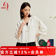 天意TANGY/天意2025春夏新款新中式國風(fēng)復古文藝短款盤(pán)扣五分袖外套 杏色7208 M