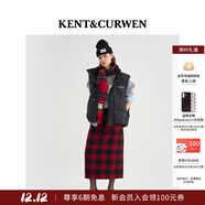 KENT&CURWEN【明星同款】肯迪文秋冬系列英倫學(xué)院風(fēng)女士格紋半身裙長(cháng)裙 紅色系拼色 S