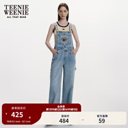 Teenie Weenie小熊女裝春裝休閑棉質(zhì)舒適牛仔褲背帶褲女士長(cháng)褲 淺藍色 S (160)