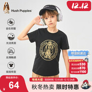 暇步士（Hush Puppies）童裝兒童25夏季圓領(lǐng)短袖T恤男女童款短袖 鉆石黑 110cm