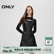 ONLY秋季復古風(fēng)長(cháng)袖套裝收腰PU短裙連衣裙女|12437Y006 H1Z 黑色 XS (155) 76A