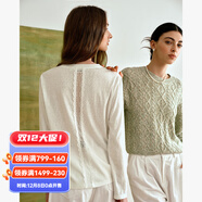 Olrain歐芮兒通勤拼接花邊圓領(lǐng)長(cháng)袖百搭T恤女裝2025秋季新款法式上衣 米白色 M