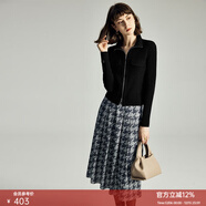 顏域（YANYEE）【55%羊毛】顏域時(shí)尚黑色針織衫女2025新款秋季氣質(zhì)上衣短款毛衣 黑色 XXL/44