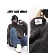 嫻汶中長(cháng)款馬海毛高領(lǐng)毛衣女秋冬加厚套頭寬松外穿日系慵懶風(fēng)針織上衣 灰色 S S建議80-100斤