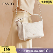 百思圖春夏商場(chǎng)新款時(shí)尚氣質(zhì)通勤菱格鏈條包單肩斜挎包女X3451CX4 米白色 均碼