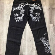 福神新款哥特嘻哈男裝牛仔褲寬松朋克風(fēng)原宿潮流長(cháng)褲 NZK167黑色 S