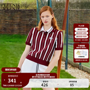 Teenie Weenie小熊女裝簡(jiǎn)約夏季學(xué)院風(fēng)休閑豎條紋針織寬松毛衣女 酒紅色 S 160