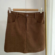 240165防走光燈芯絨短裙小包裙半身裙女2024秋冬新款 咖色 S S