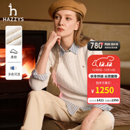 哈吉斯（HAZZYS）女裝 秋季款女士毛衣【宋佳明星同款】純色圓領(lǐng)絞花套頭羊毛衫女 米黃色OW L (165/88A 40)