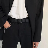 暢印方扣皮帶男2025新款韓版潮流百搭簡(jiǎn)約腰帶小眾個(gè)性西裝牛仔褲帶潮 黑色 105cm