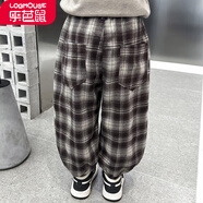 樂(lè )芭鼠女童休閑褲春秋季新款兒童褲子寶寶長(cháng)褲1-2-3-8歲5女孩外穿運動(dòng) 灰色（格子休閑褲） 140 建議7-8歲 (身高135左右)
