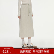 范思藍恩半拉領(lǐng)廓形落肩加絨加厚重磅衛衣女冬季2024新款14491 燕麥灰半身裙 XS