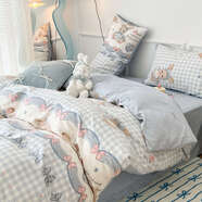 語(yǔ)森憶可愛(ài)小狗四件套100床單被套被罩學(xué)生宿舍單人床上三件套3 夢(mèng)境芭蕾兔[甄選100新疆棉] 床單款 1.5m床單款[被套200x230cm]