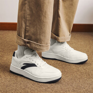 安踏（ANTA）板鞋男2025冬季新款厚底增高保暖皮面小白鞋經(jīng)典百搭休閑運動(dòng)鞋男 象牙白/深藍黑 42.5