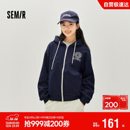 森馬（Semir）外套女春季連帽字母刺繡寬松落肩夾克分割學(xué)院風(fēng)上衣101125108002