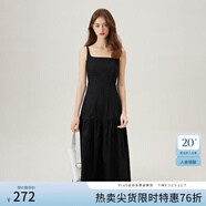 范思藍恩腰精裙系列 白色無(wú)袖吊帶連衣裙女夏法式領(lǐng)證小白裙2048 黑色 L