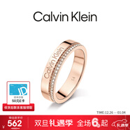 Calvin Klein 【官方正品】CK官方正品滿(mǎn)天星男女情侶戒指簡(jiǎn)水晶對戒生日禮物 滿(mǎn)天星玫瑰金色 C(54)