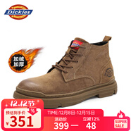 Dickies高幫男靴厚底馬丁鞋男士靴子潮男女靴情侶鞋 棕色-加絨 43 