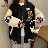 AEMAPE新款外套女2026春秋冬季女裝時(shí)尚韓版棒球服女ins潮顯瘦上衣百搭 黑色  XL 125一140斤