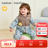 巴拉巴拉童裝嬰兒連體衣羽絨服假兩件寶寶衣服冬裝外出男童女童保暖厚時(shí)尚 小熊和蘋(píng)果-灰鴨絨 208425120217 90 cm-充絨量107g